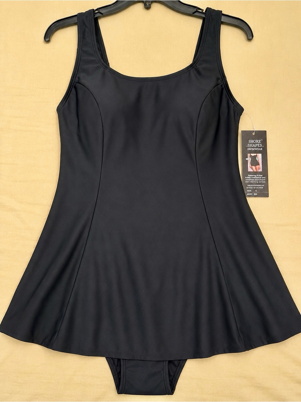 New Shore Shapes Swimwear Women's Black One-Piece Skater Swimdress